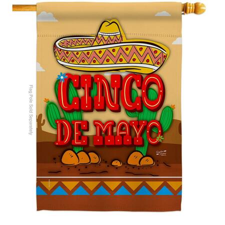 PATIO TRASERO Southwest Cinco de Mayo Summertime 28 x 40 in. Dbl-Sided Vertical House Flags for  Banner Garden PA3903875
